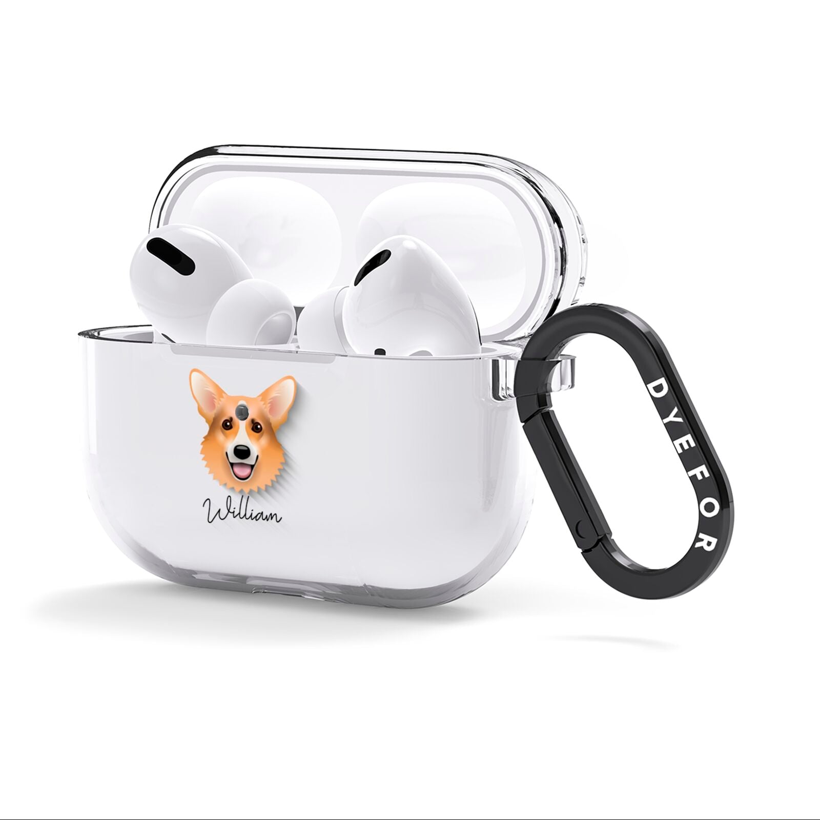 Corgi Personalised AirPods Clear Case 3rd Gen Side Image