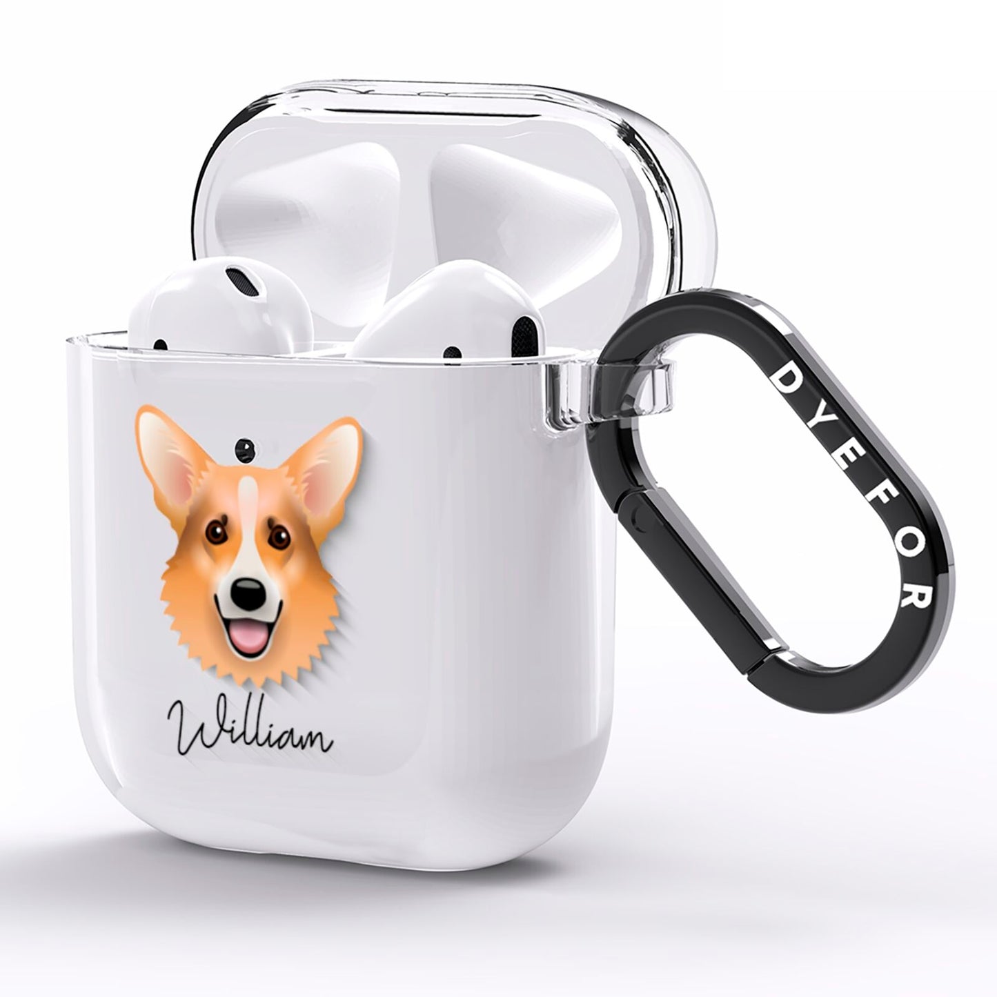 Corgi Personalised AirPods Clear Case Side Image