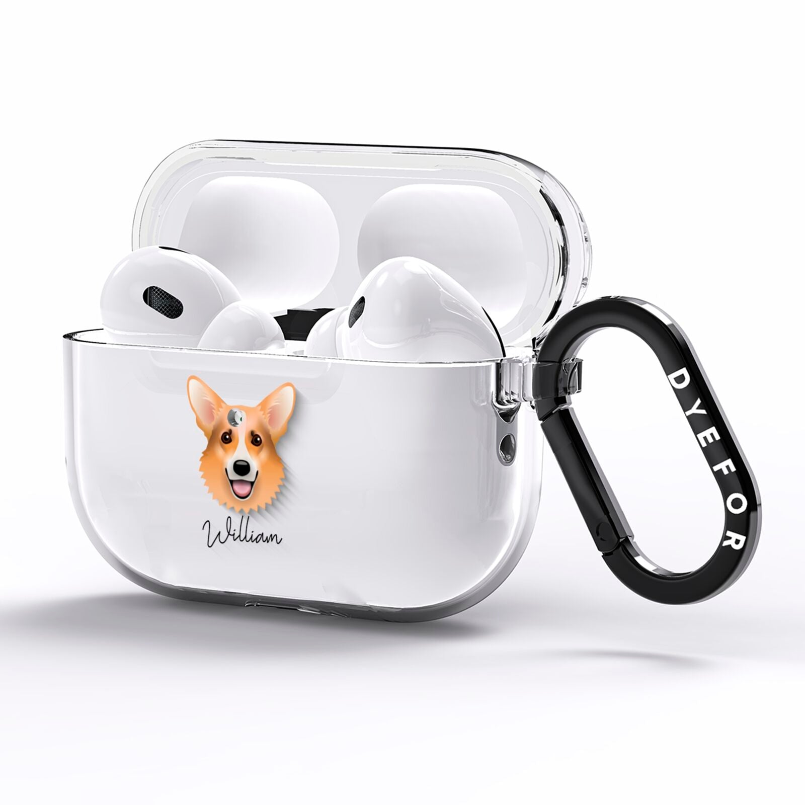 Corgi Personalised AirPods Pro Clear Case Side Image