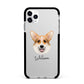 Corgi Personalised Apple iPhone 11 Pro Max in Silver with Black Impact Case