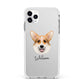Corgi Personalised Apple iPhone 11 Pro Max in Silver with White Impact Case