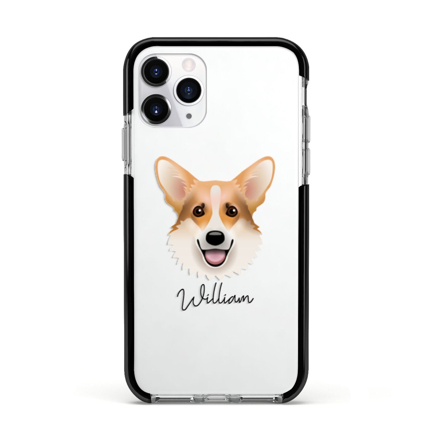 Corgi Personalised Apple iPhone 11 Pro in Silver with Black Impact Case