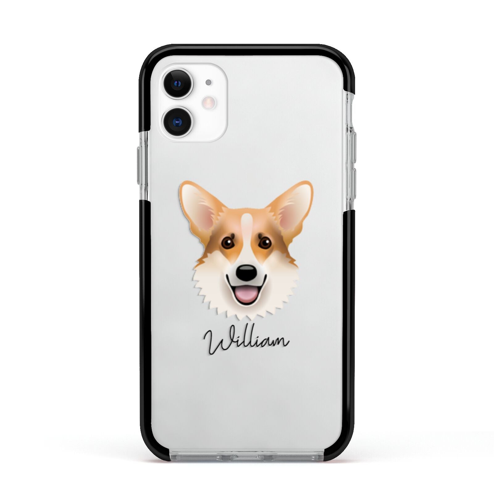 Corgi Personalised Apple iPhone 11 in White with Black Impact Case