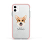 Corgi Personalised Apple iPhone 11 in White with Pink Impact Case