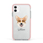Corgi Personalised Apple iPhone 11 in White with Pink Impact Case