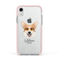 Corgi Personalised Apple iPhone XR Impact Case Pink Edge on Silver Phone