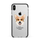 Corgi Personalised Apple iPhone Xs Max Impact Case Black Edge on Silver Phone