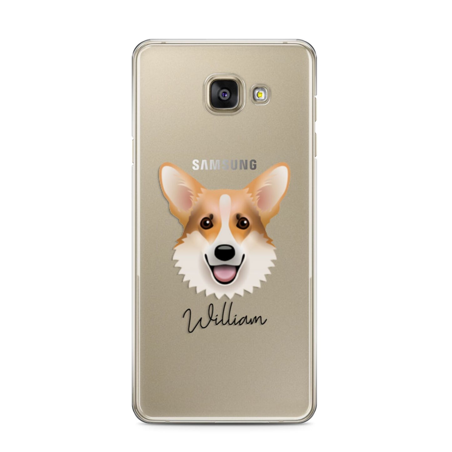 Corgi Personalised Samsung Galaxy A3 2016 Case on gold phone