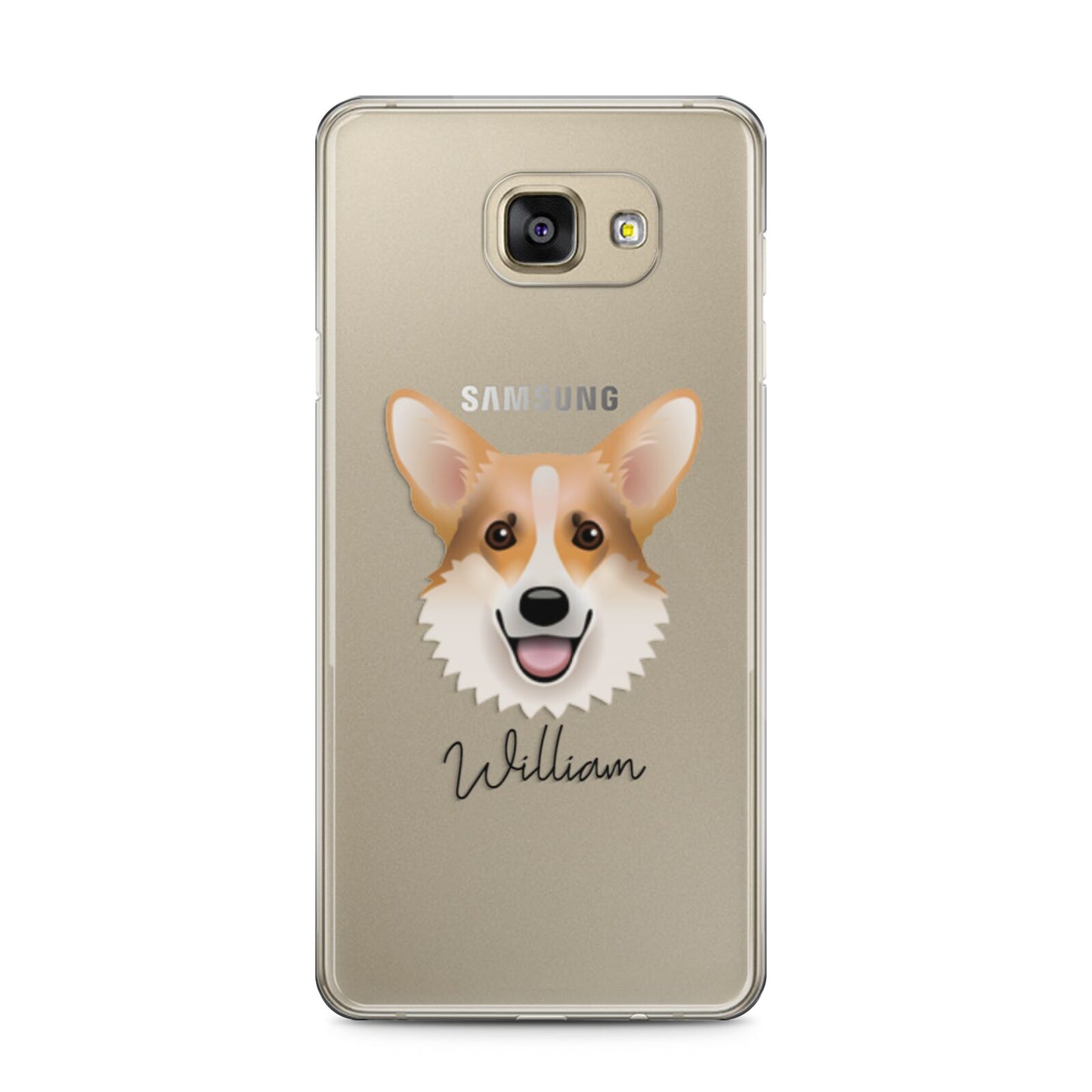 Corgi Personalised Samsung Galaxy A5 2016 Case on gold phone