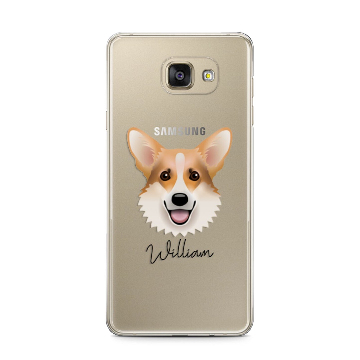 Corgi Personalised Samsung Galaxy A7 2016 Case on gold phone