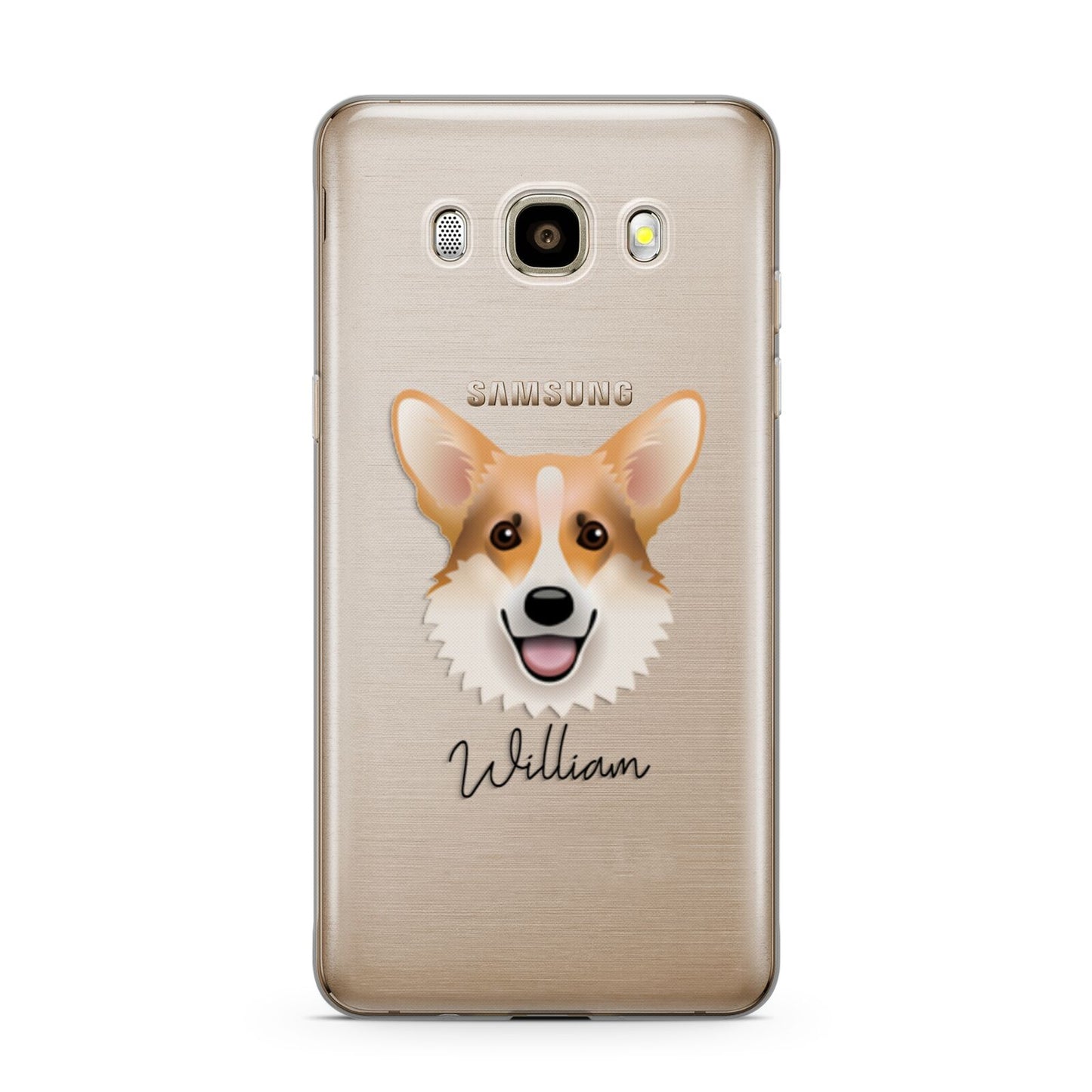 Corgi Personalised Samsung Galaxy J7 2016 Case on gold phone