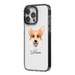 Corgi Personalised iPhone 14 Pro Max Black Impact Case Side Angle on Silver phone