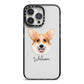 Corgi Personalised iPhone 14 Pro Max Black Impact Case on Silver phone