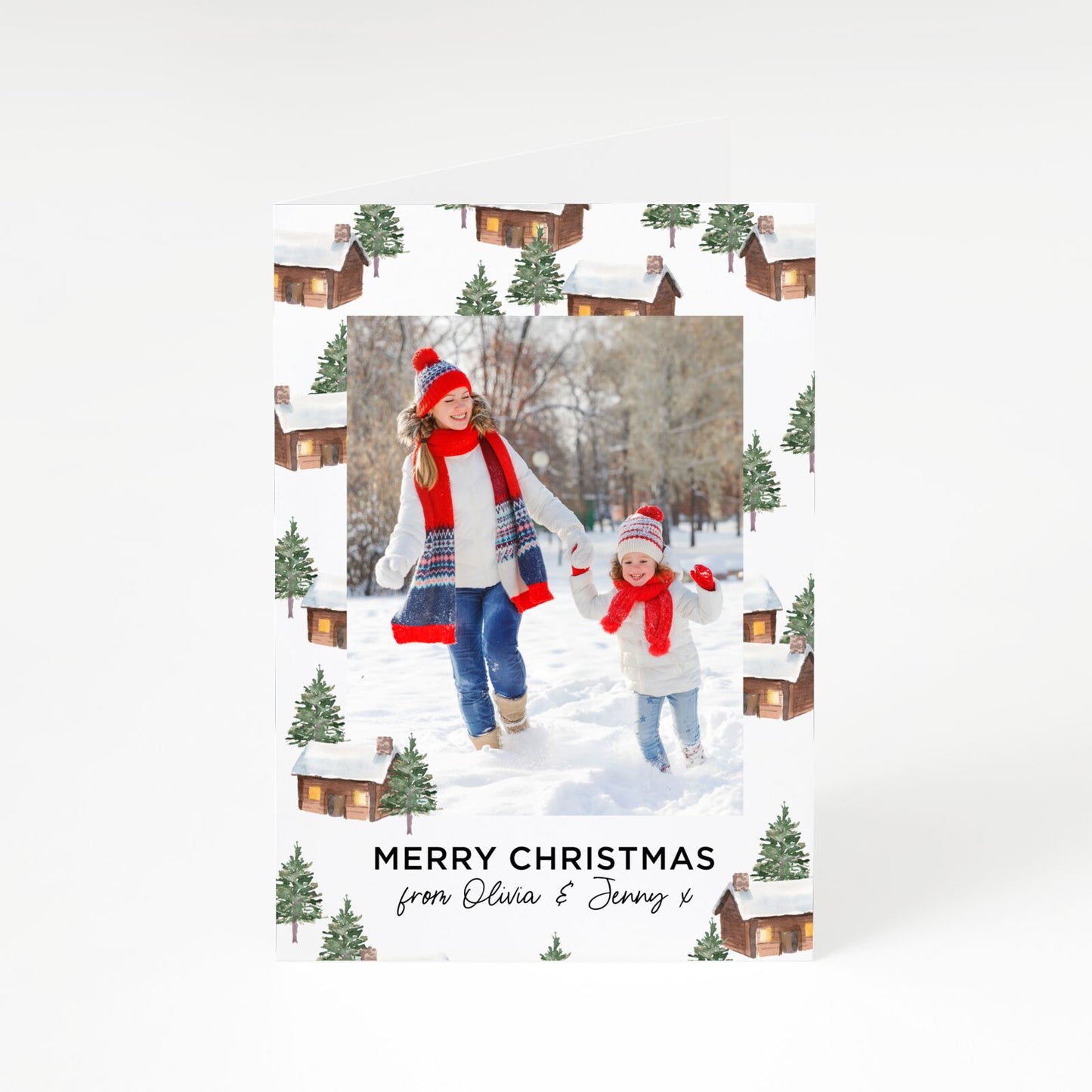 Cosy Lodges Family Photo Christmas A5 Greetings Card