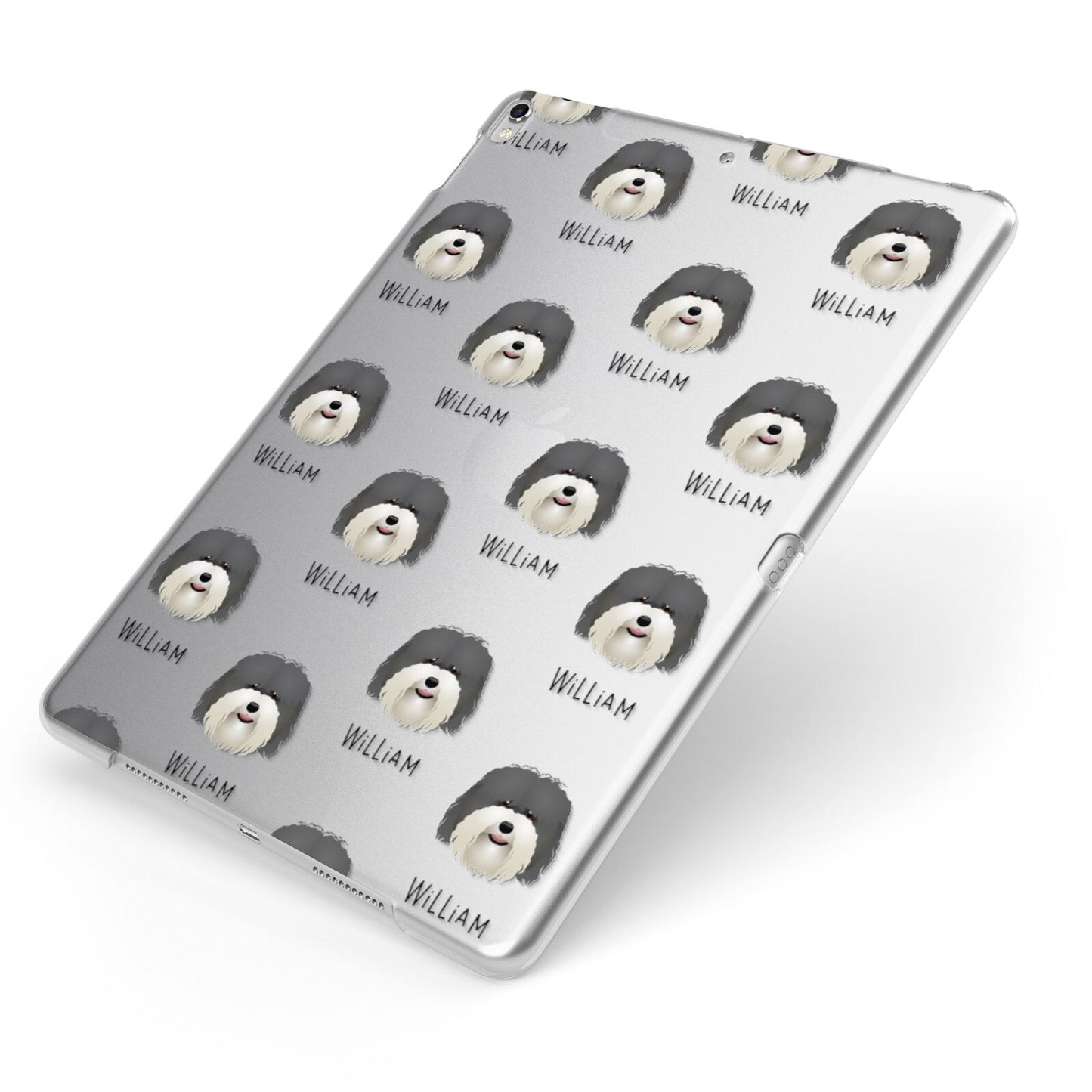 Coton De Tulear Icon with Name Apple iPad Case on Silver iPad Side View