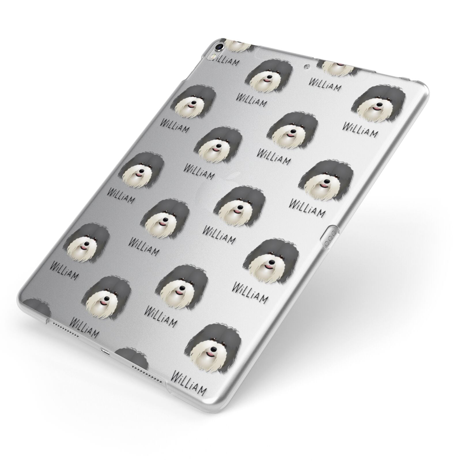 Coton De Tulear Icon with Name Apple iPad Case on Silver iPad Side View