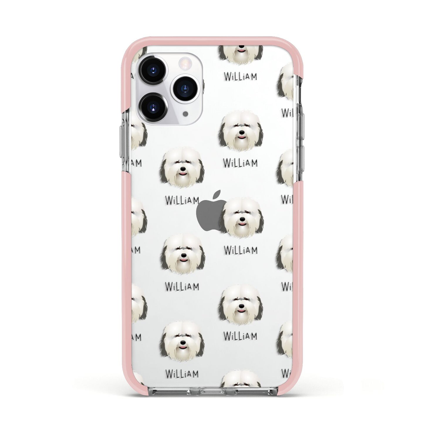 Coton De Tulear Icon with Name Apple iPhone 11 Pro in Silver with Pink Impact Case