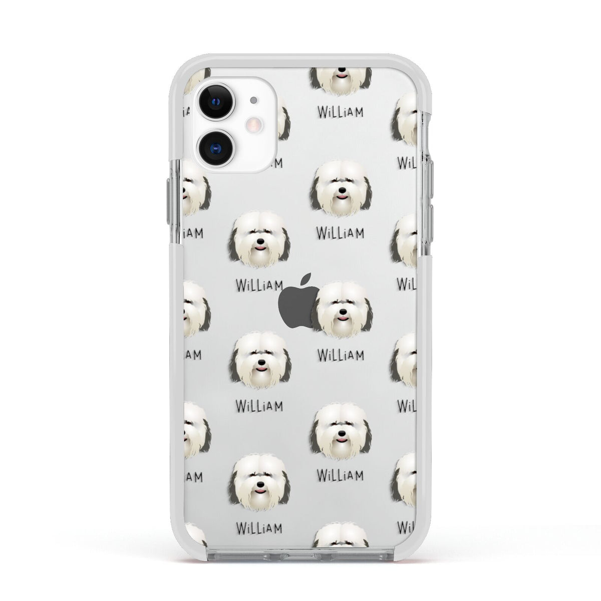 Coton De Tulear Icon with Name Apple iPhone 11 in White with White Impact Case