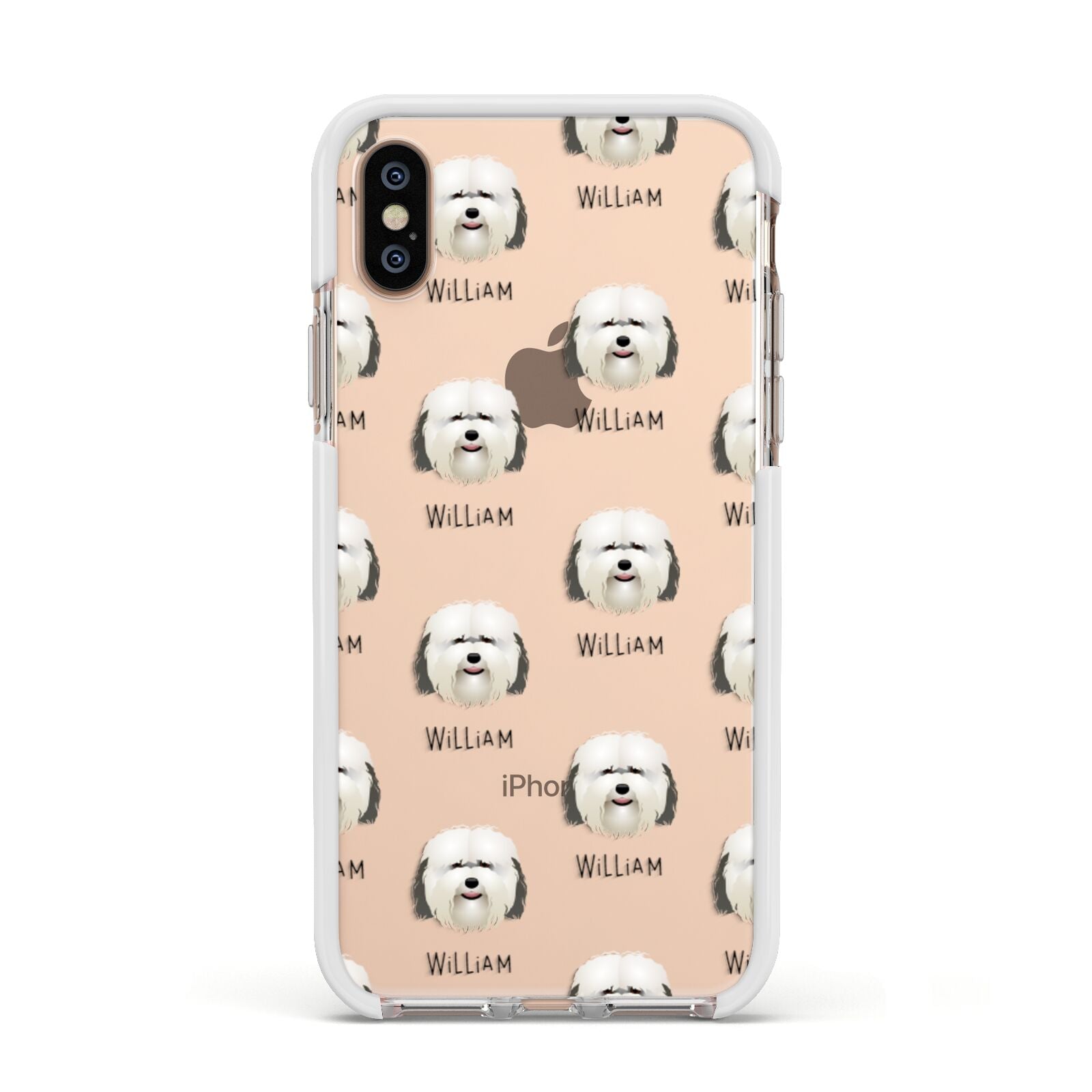 Coton De Tulear Icon with Name Apple iPhone Xs Impact Case White Edge on Gold Phone