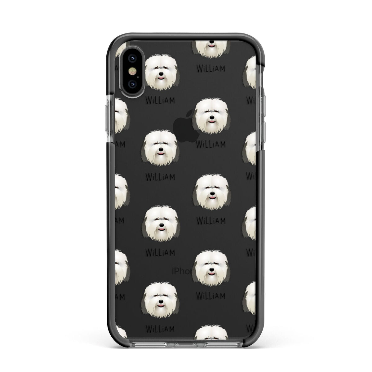 Coton De Tulear Icon with Name Apple iPhone Xs Max Impact Case Black Edge on Black Phone