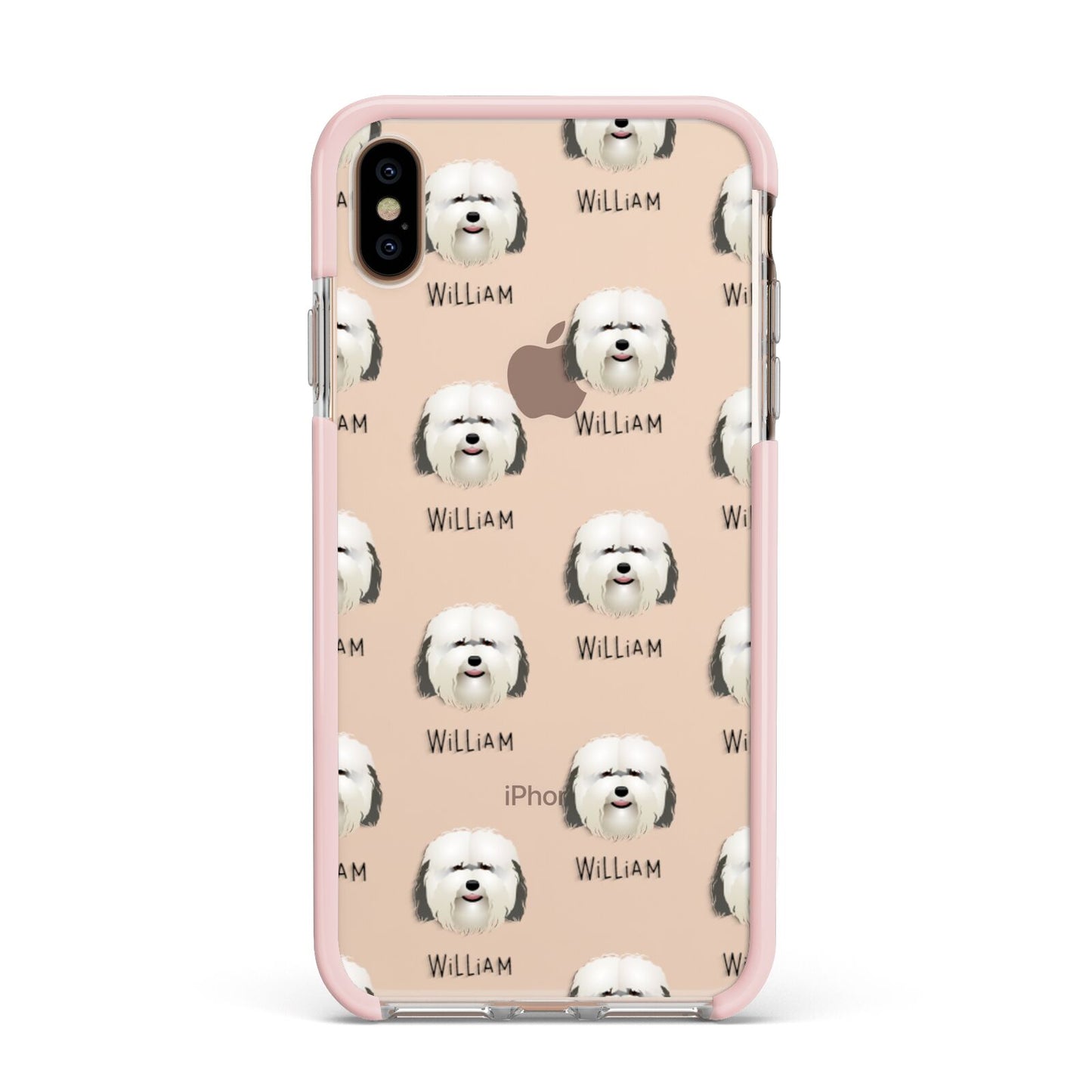 Coton De Tulear Icon with Name Apple iPhone Xs Max Impact Case Pink Edge on Gold Phone