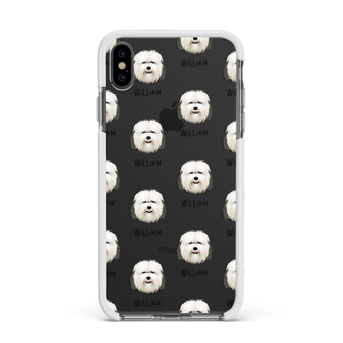 Coton De Tulear Icon with Name Apple iPhone Xs Max Impact Case White Edge on Black Phone
