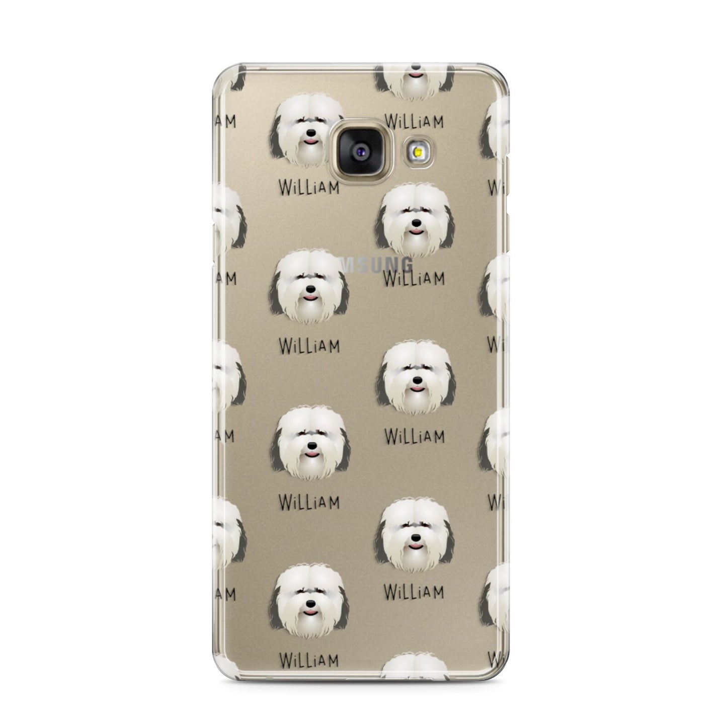 Coton De Tulear Icon with Name Samsung Galaxy A3 2016 Case on gold phone