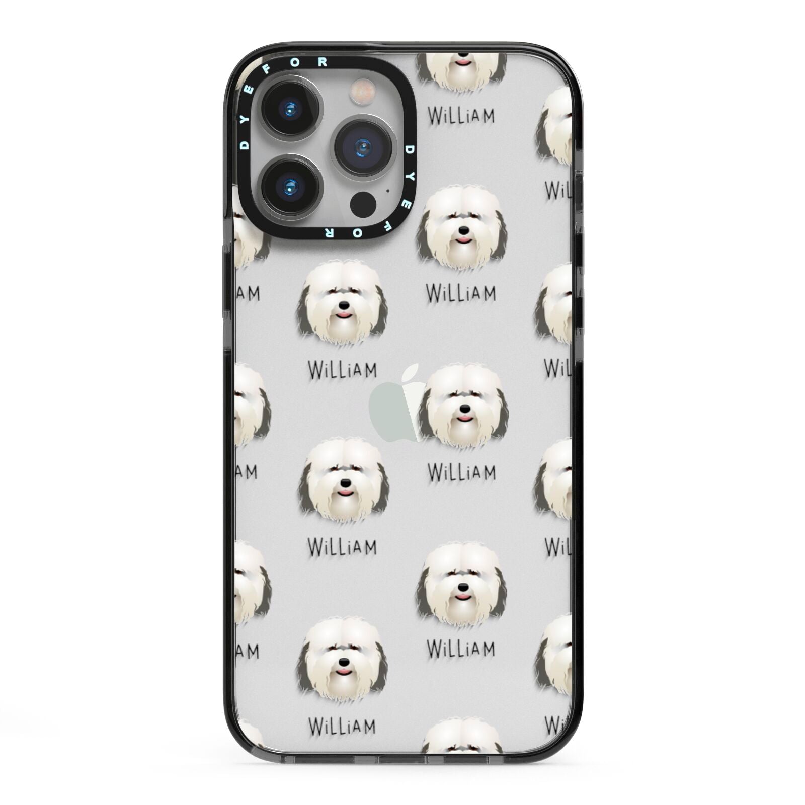 Coton De Tulear Icon with Name iPhone 13 Pro Max Black Impact Case on Silver phone