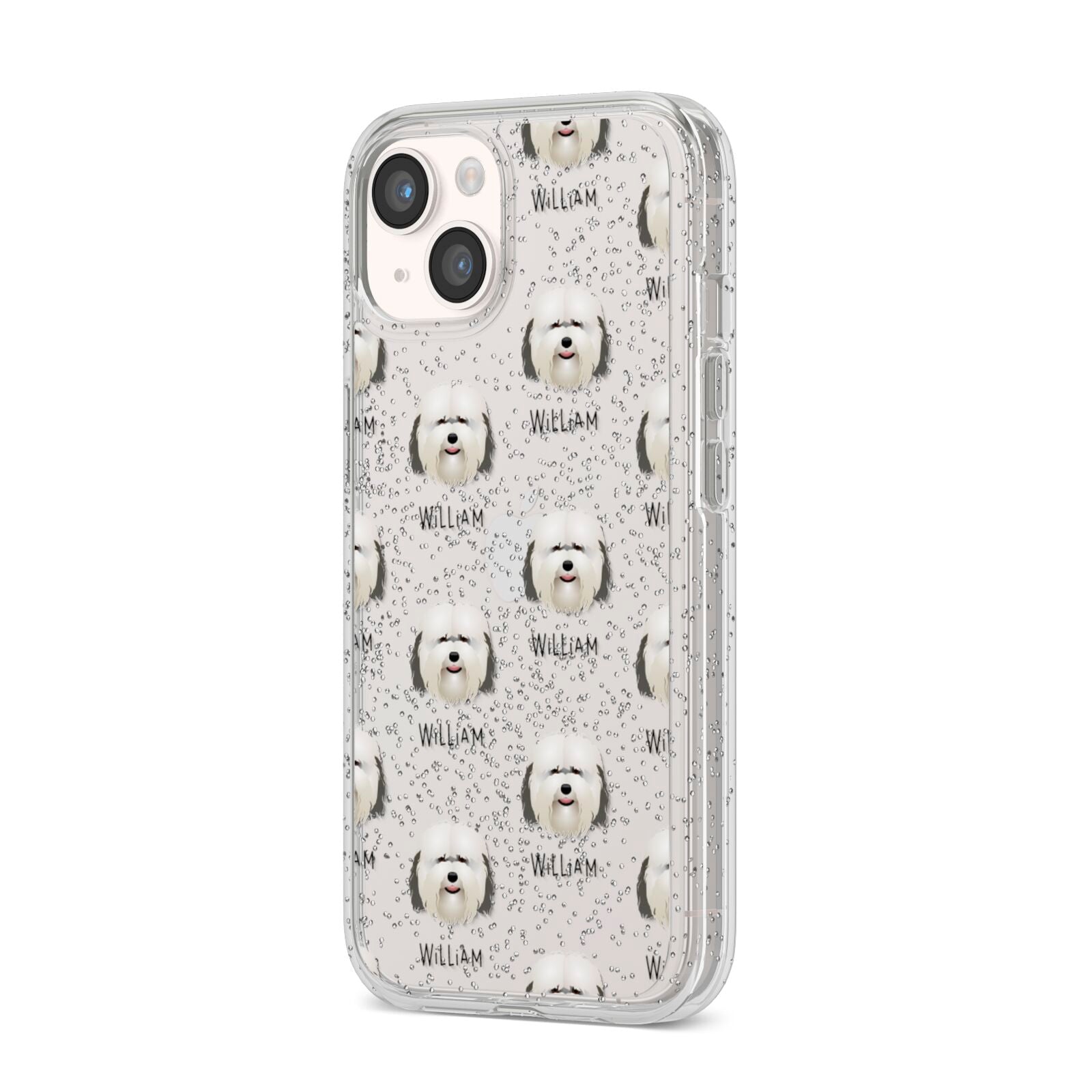 Coton De Tulear Icon with Name iPhone 14 Glitter Tough Case Starlight Angled Image