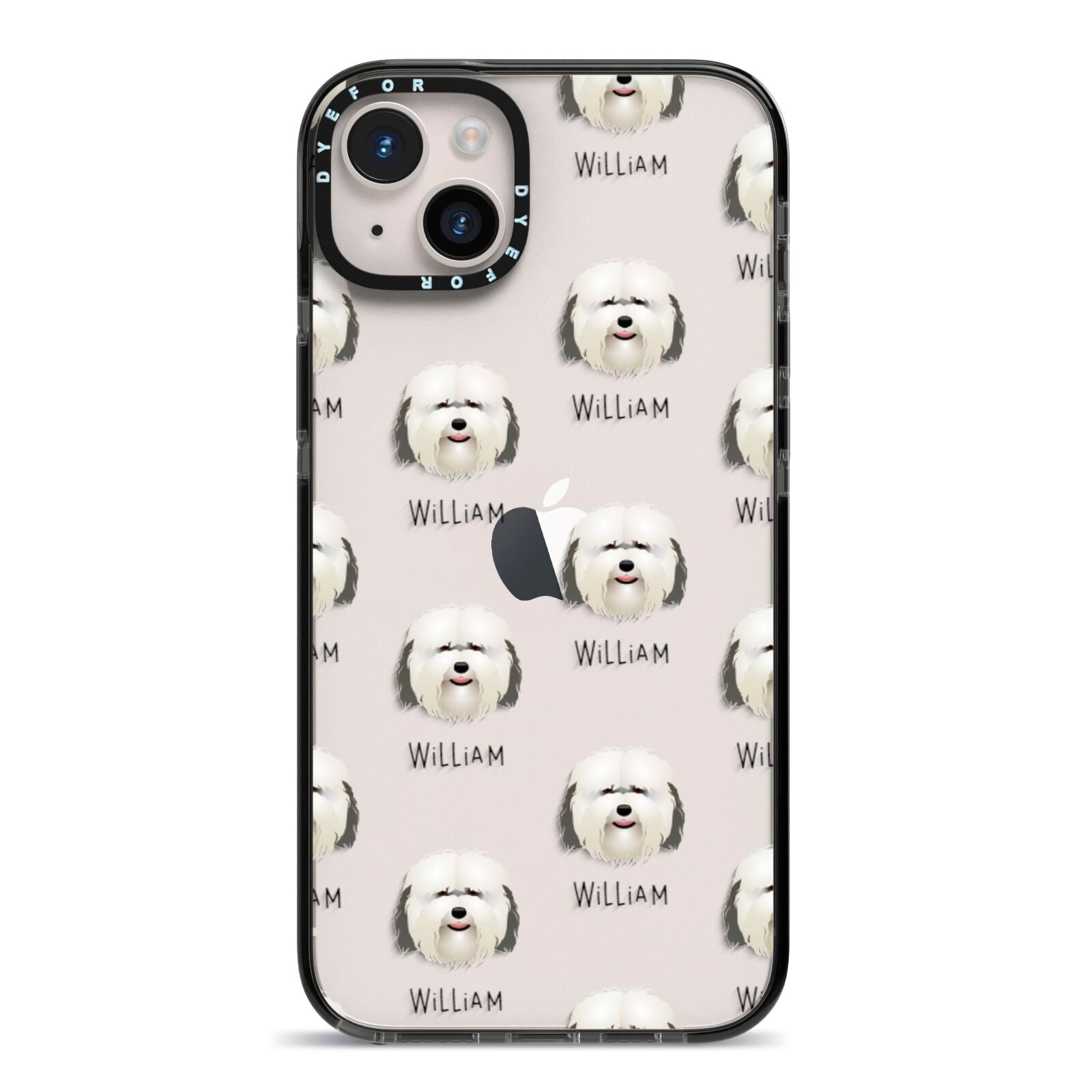 Coton De Tulear Icon with Name iPhone 14 Plus Black Impact Case on Silver phone