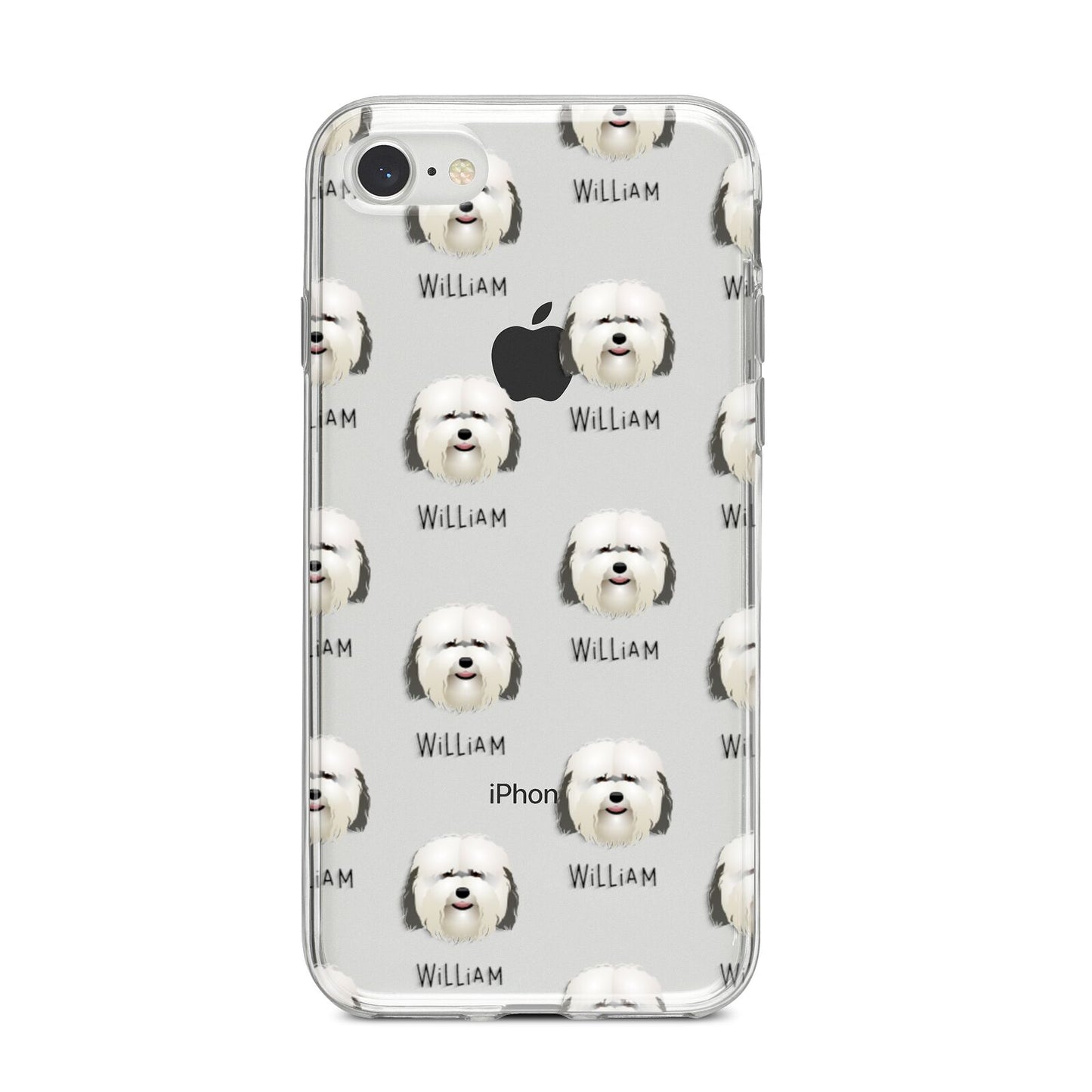 Coton De Tulear Icon with Name iPhone 8 Bumper Case on Silver iPhone