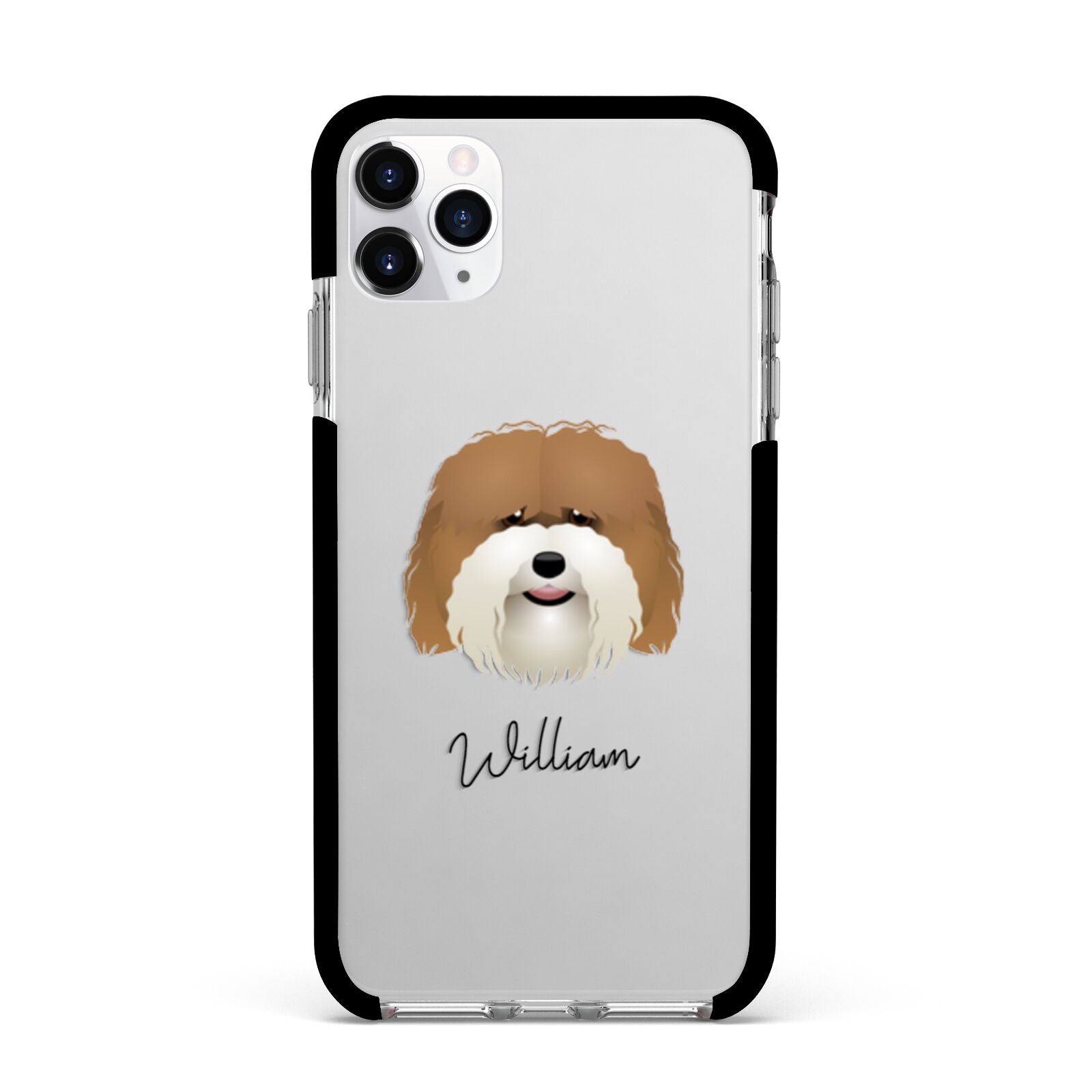 Coton De Tulear Personalised Apple iPhone 11 Pro Max in Silver with Black Impact Case