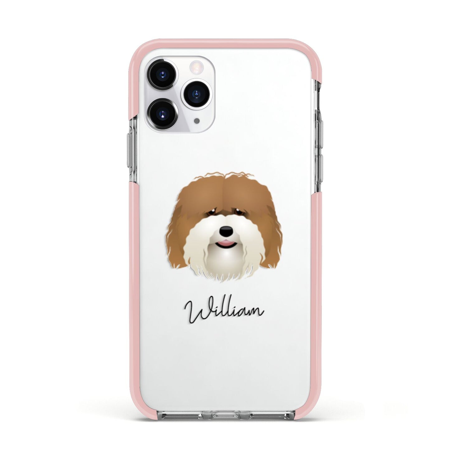 Coton De Tulear Personalised Apple iPhone 11 Pro in Silver with Pink Impact Case