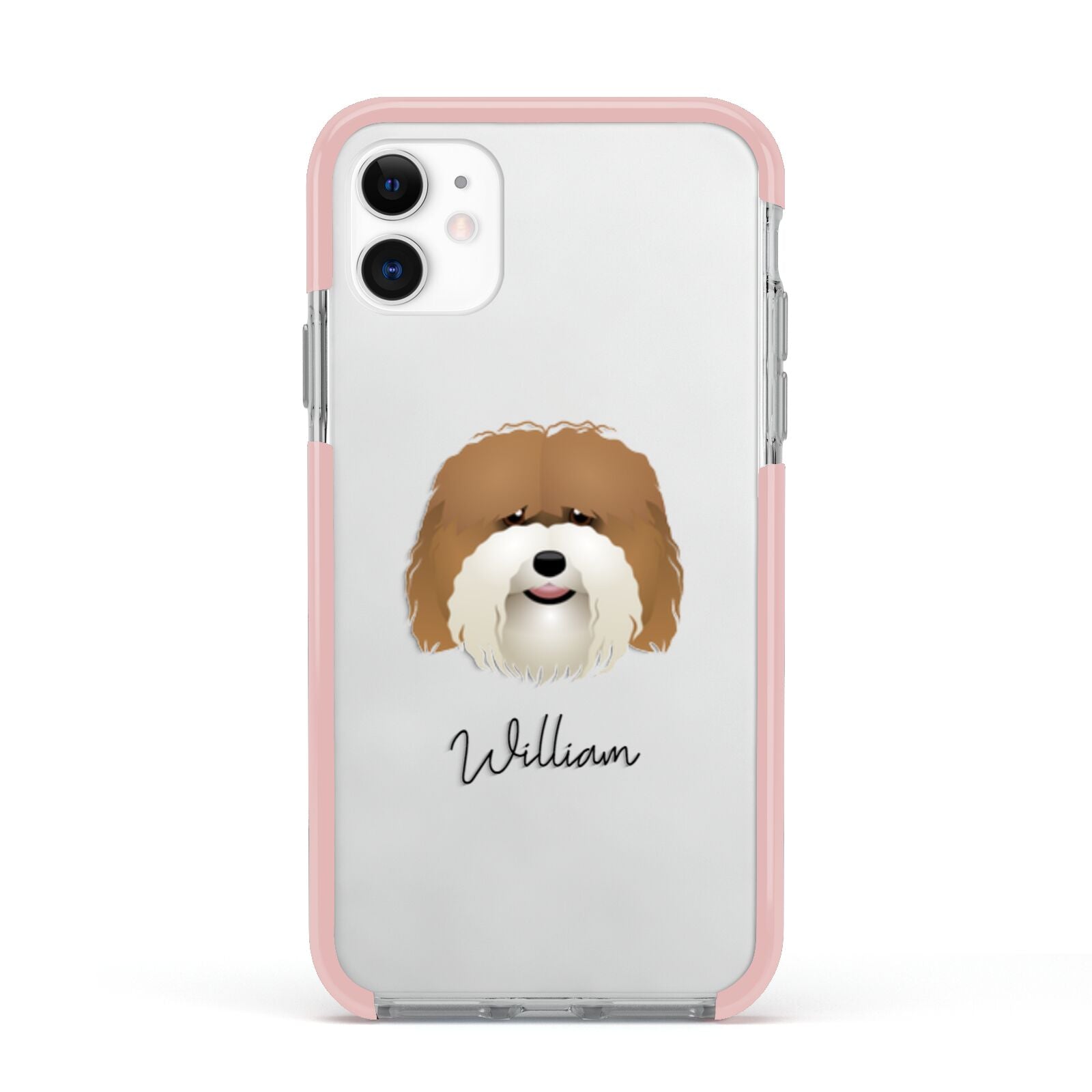 Coton De Tulear Personalised Apple iPhone 11 in White with Pink Impact Case