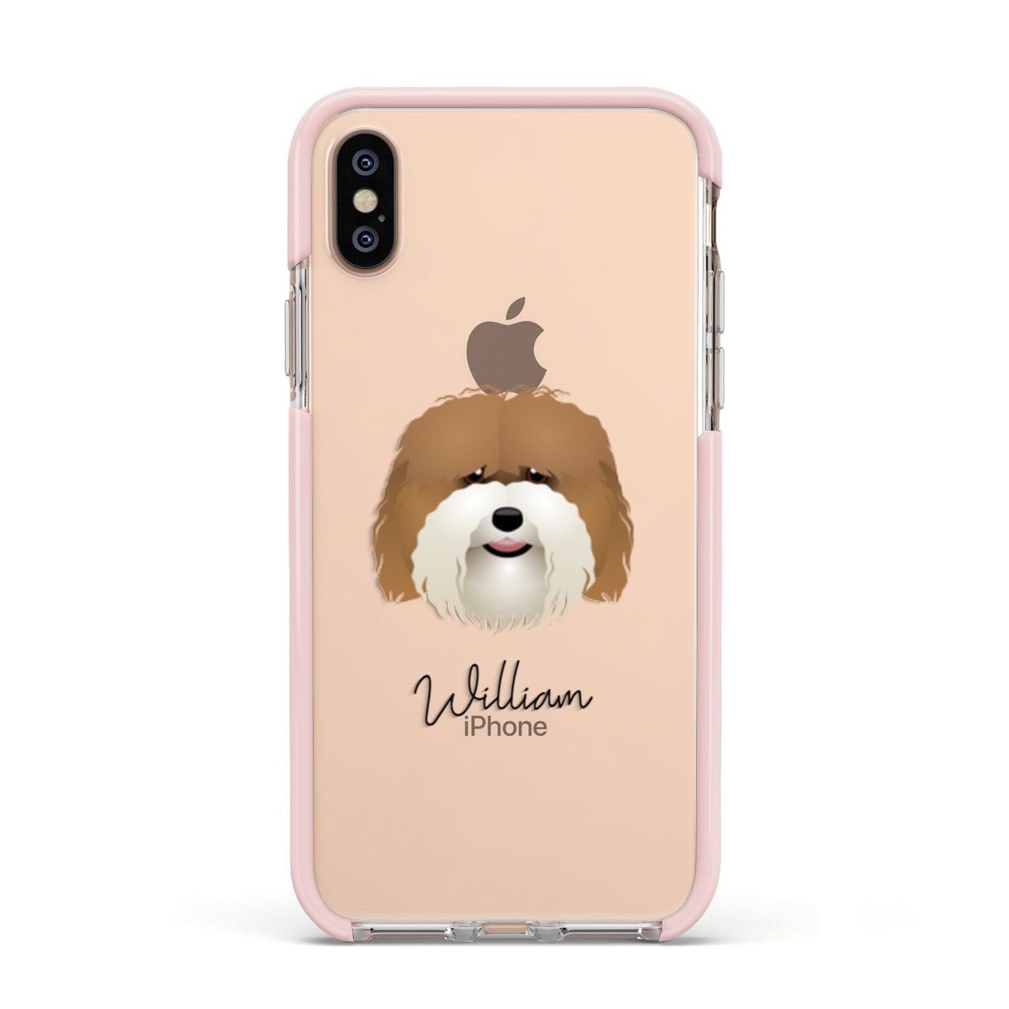 Coton De Tulear Personalised Apple iPhone Xs Impact Case Pink Edge on Gold Phone