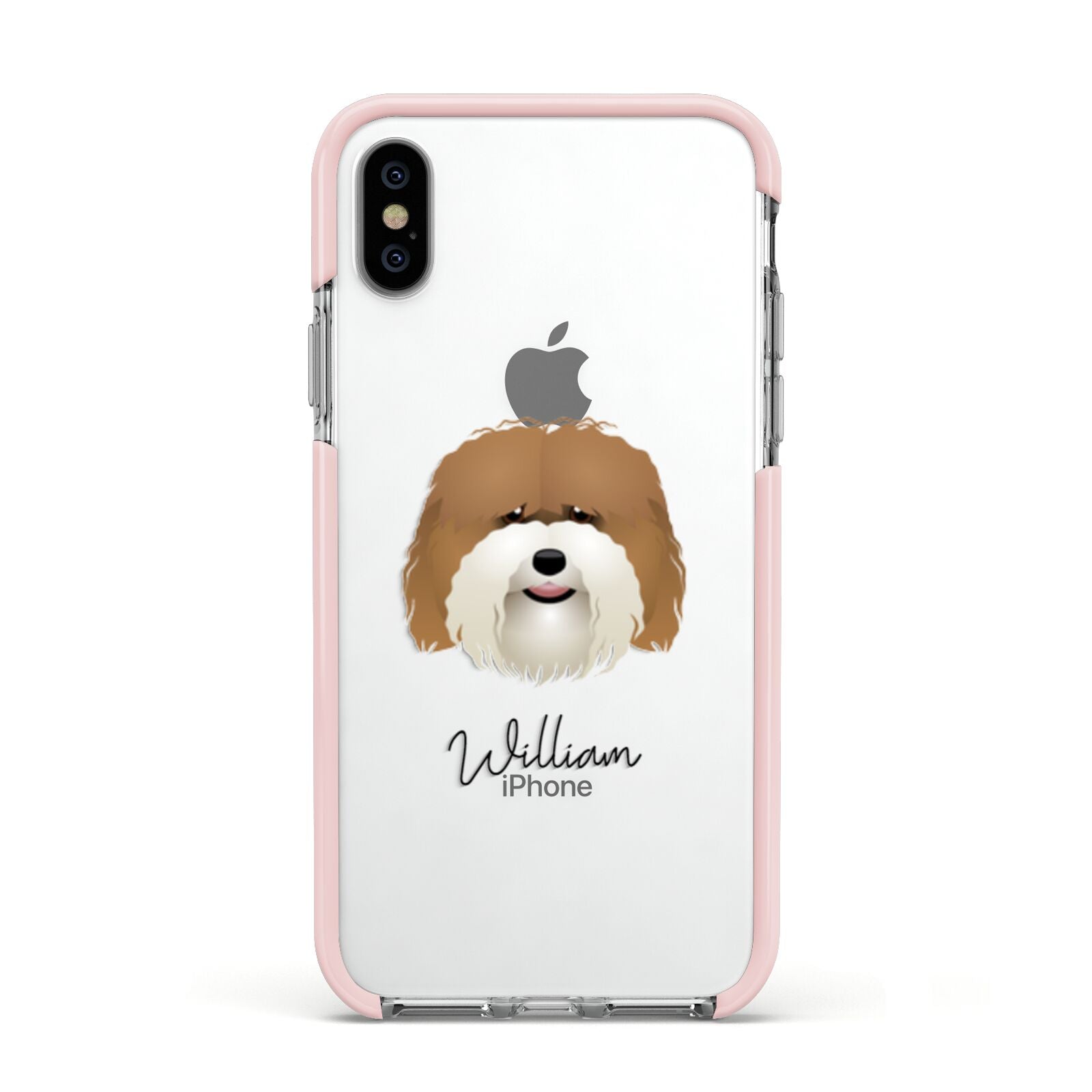 Coton De Tulear Personalised Apple iPhone Xs Impact Case Pink Edge on Silver Phone