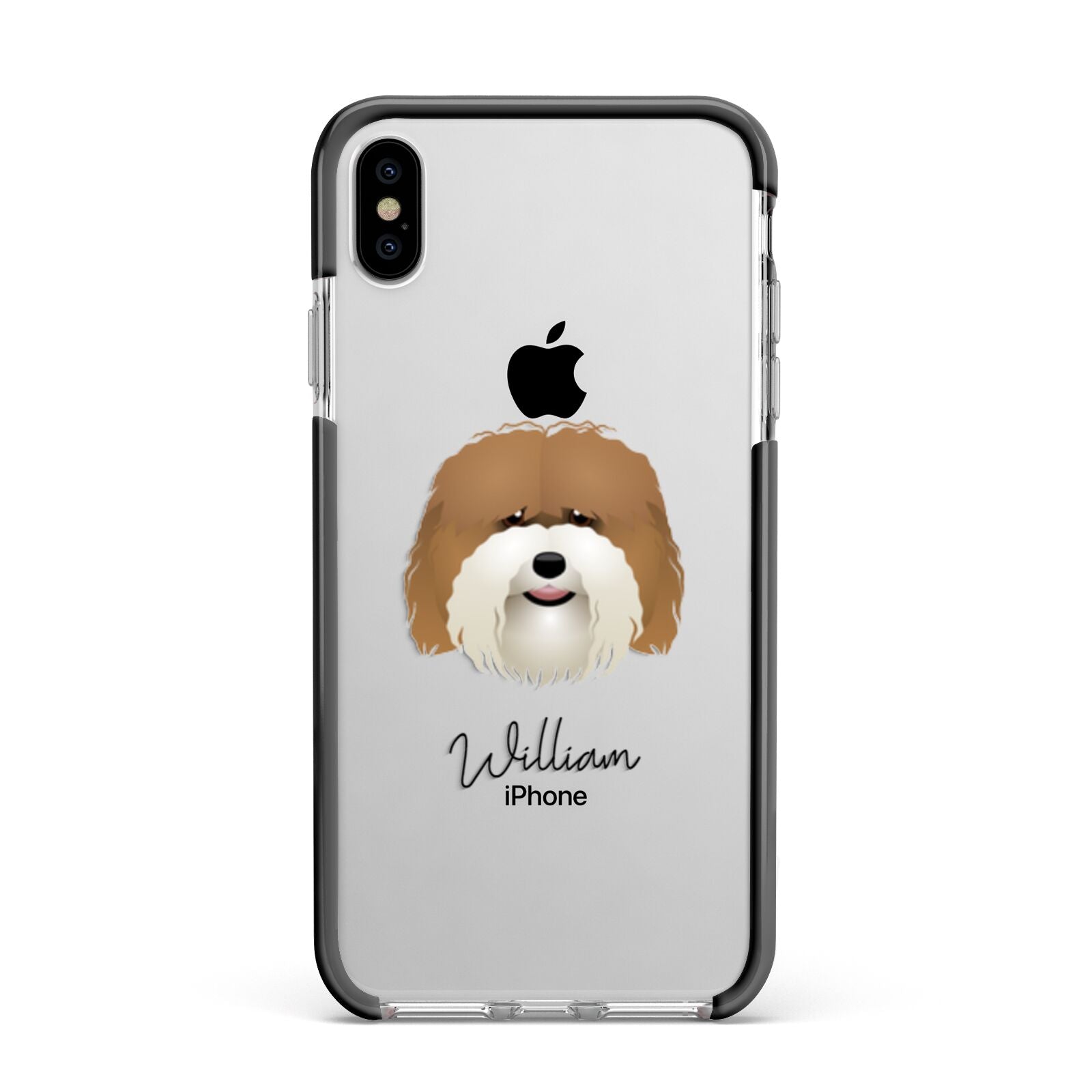 Coton De Tulear Personalised Apple iPhone Xs Max Impact Case Black Edge on Silver Phone