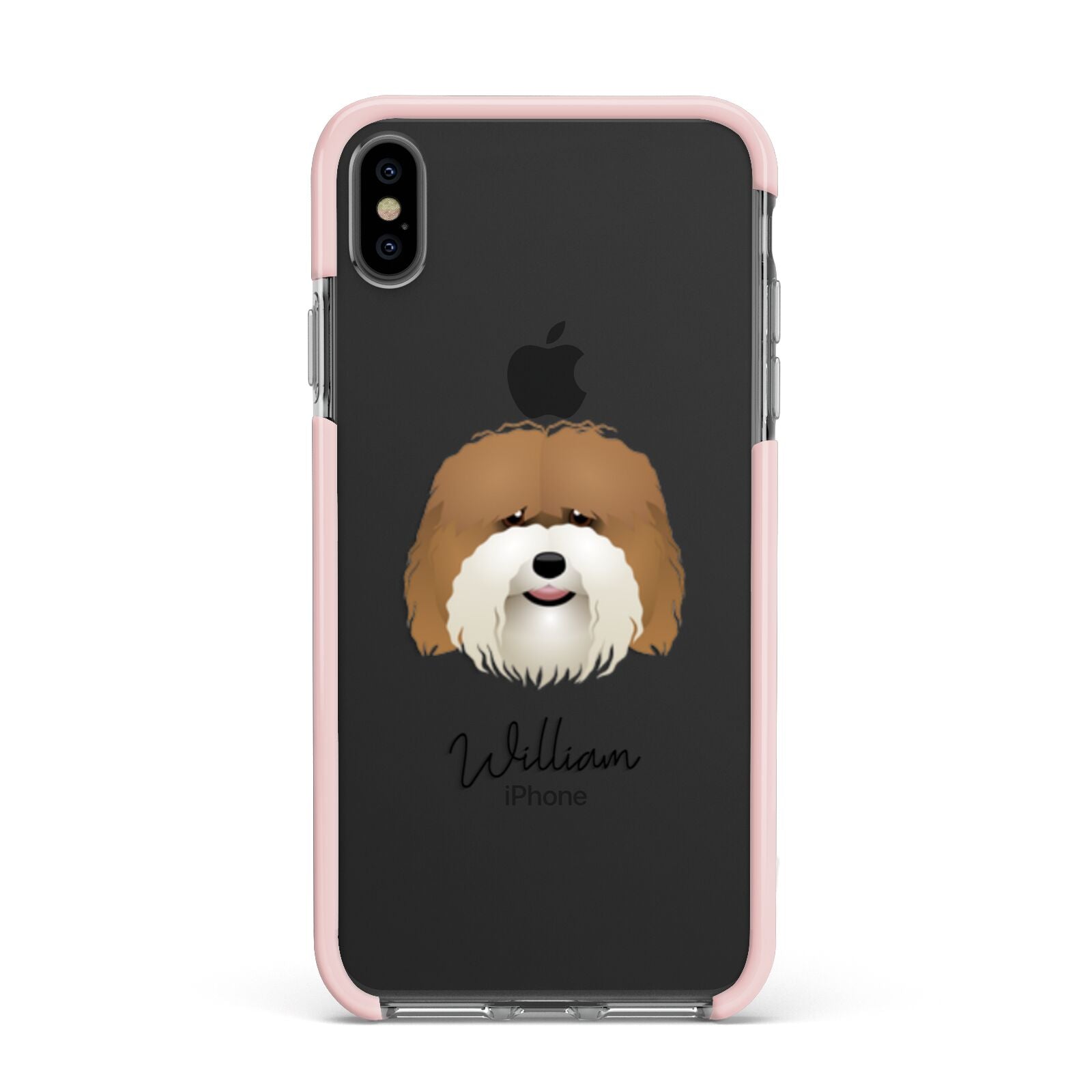 Coton De Tulear Personalised Apple iPhone Xs Max Impact Case Pink Edge on Black Phone