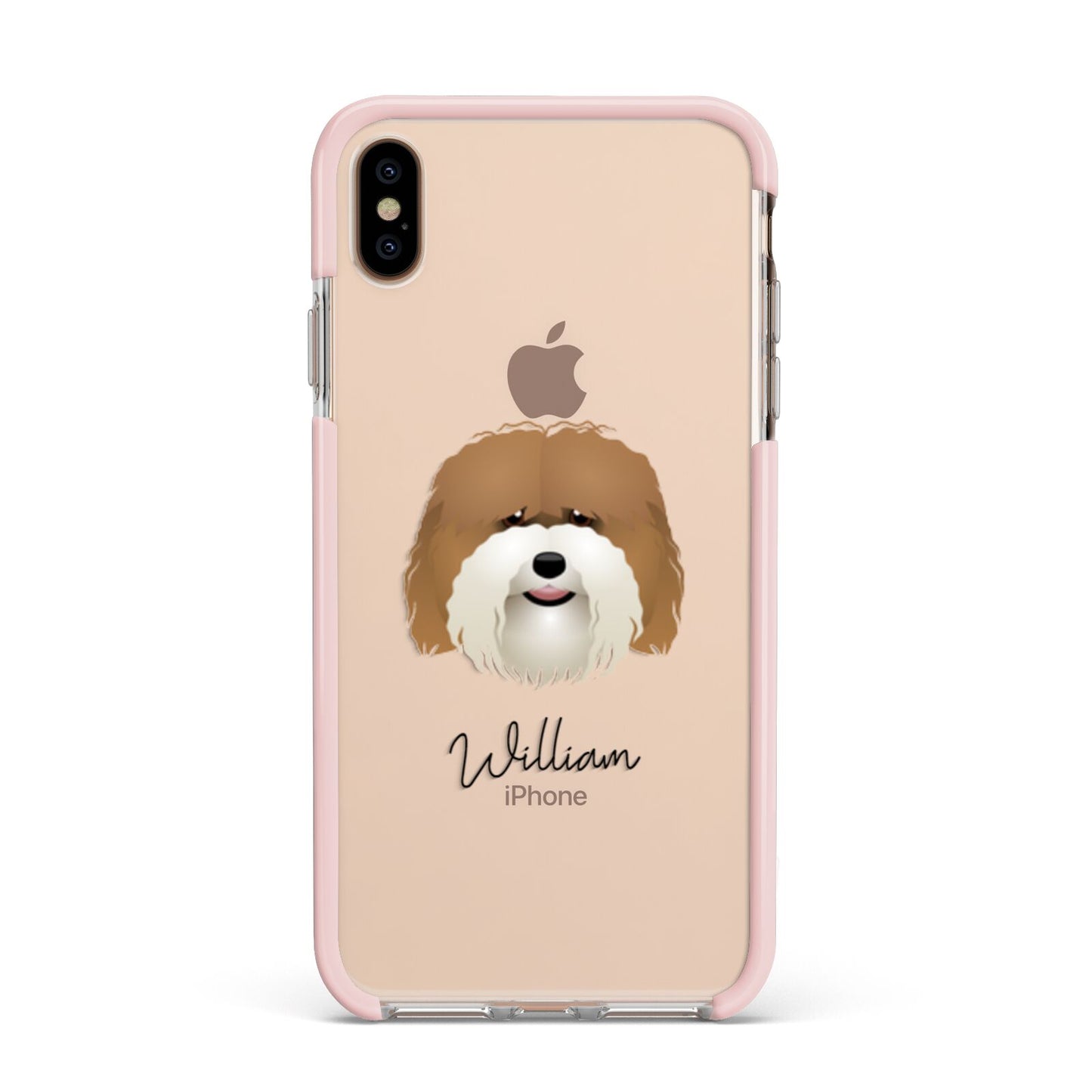 Coton De Tulear Personalised Apple iPhone Xs Max Impact Case Pink Edge on Gold Phone
