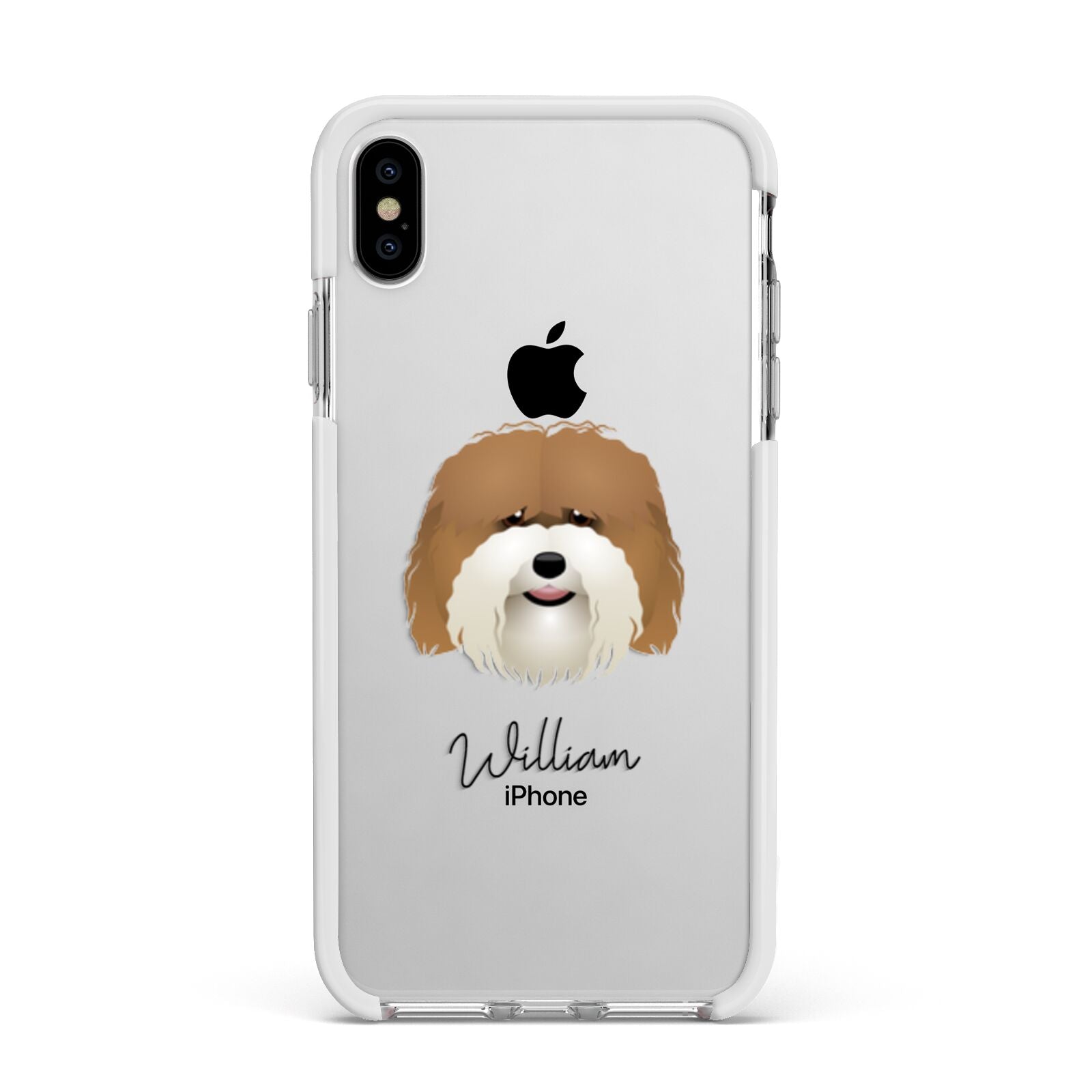 Coton De Tulear Personalised Apple iPhone Xs Max Impact Case White Edge on Silver Phone