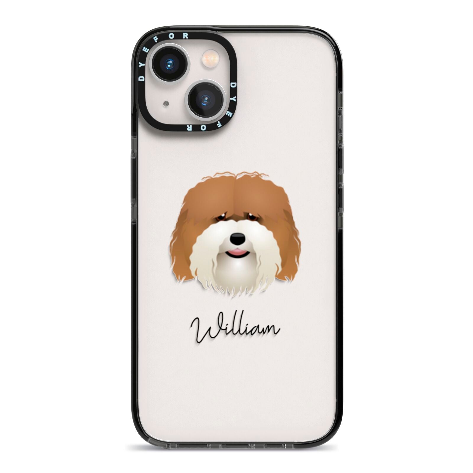 Coton De Tulear Personalised iPhone 13 Black Impact Case on Silver phone