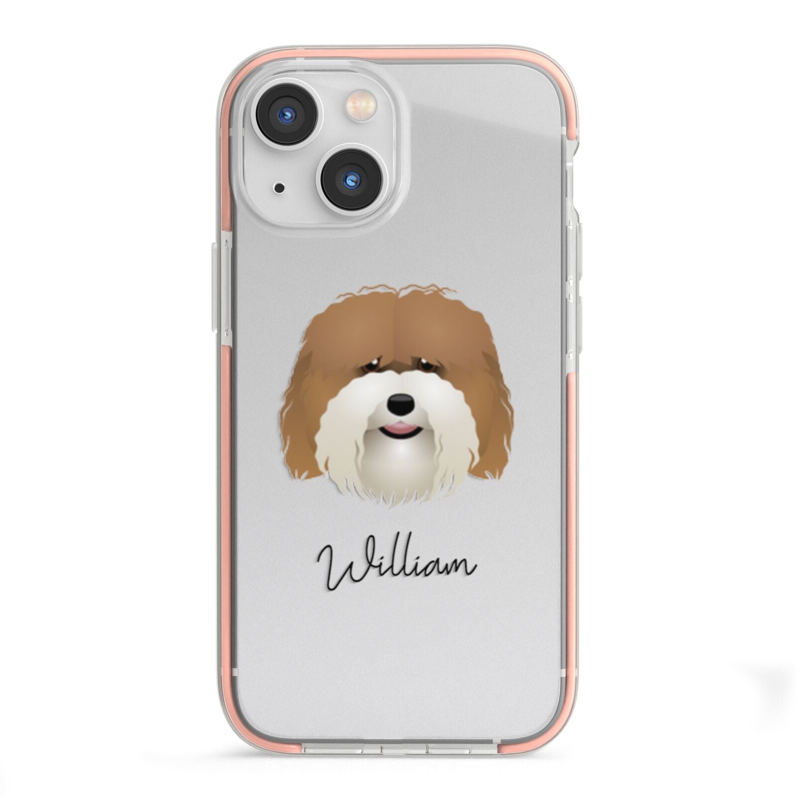 Coton De Tulear Personalised iPhone 13 Mini TPU Impact Case with Pink Edges