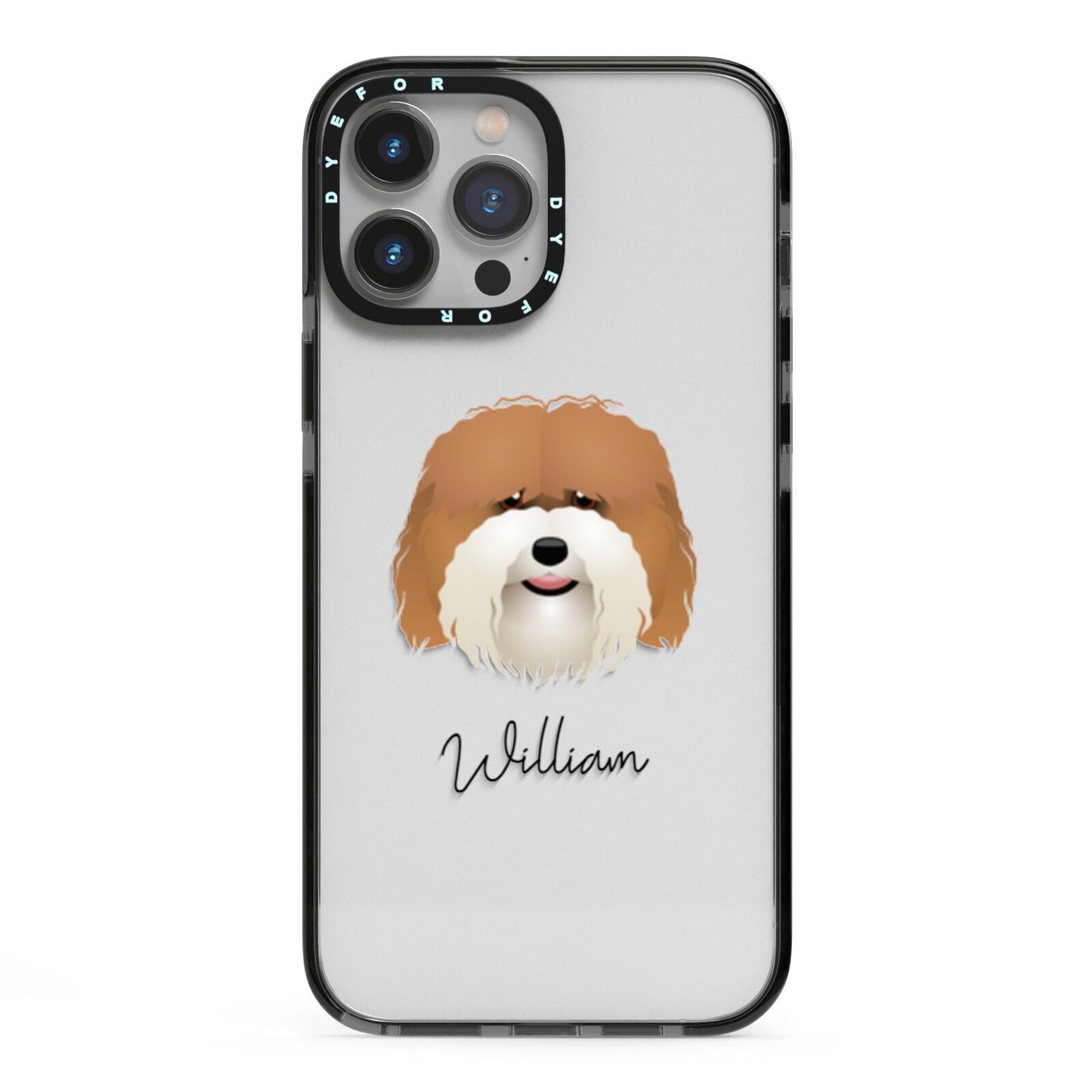 Coton De Tulear Personalised iPhone 13 Pro Max Black Impact Case on Silver phone