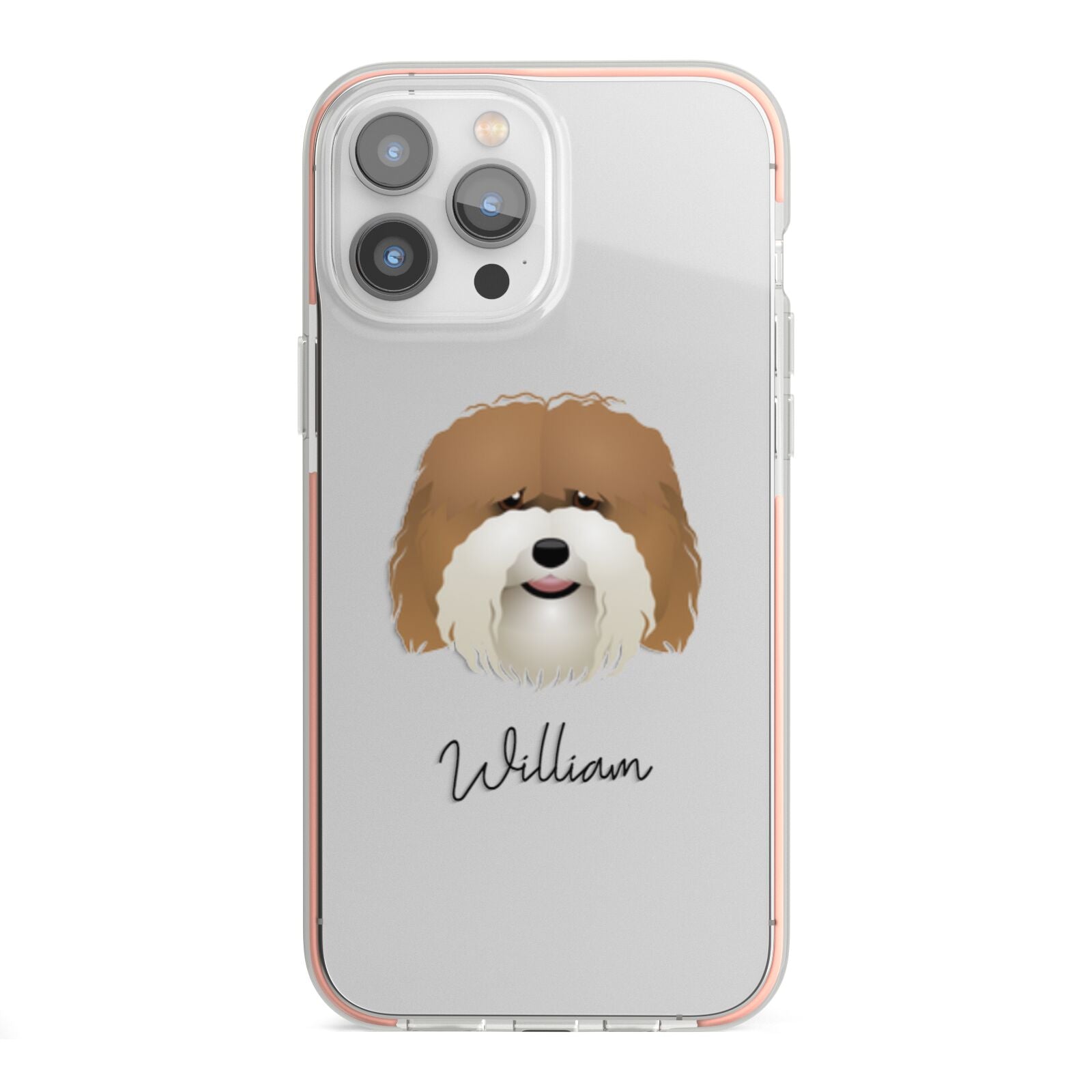 Coton De Tulear Personalised iPhone 13 Pro Max TPU Impact Case with Pink Edges