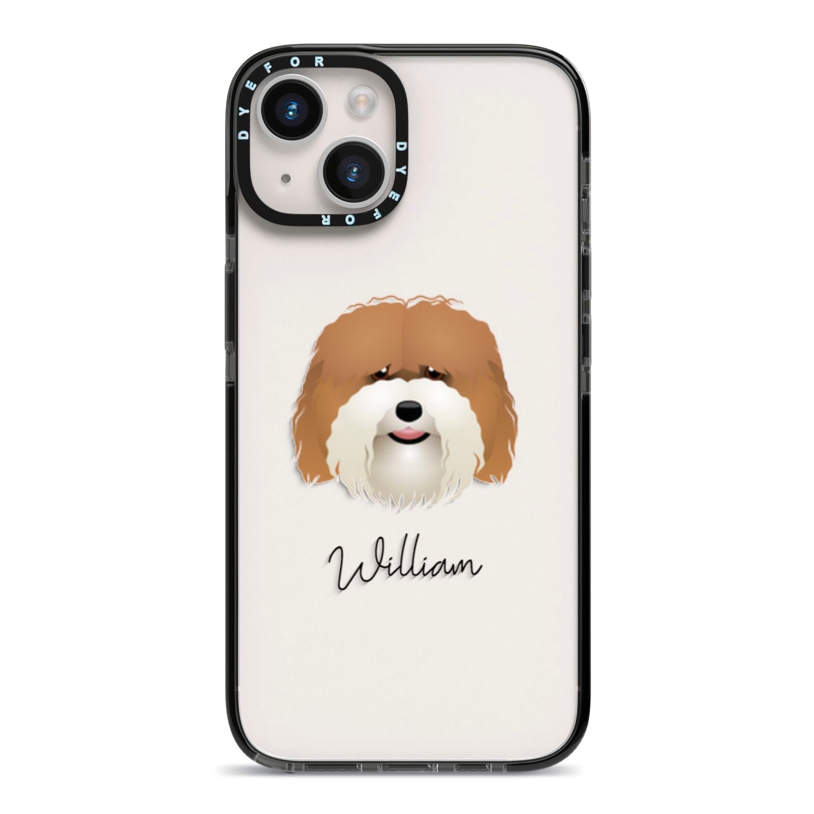 Coton De Tulear Personalised iPhone 14 Black Impact Case on Silver phone