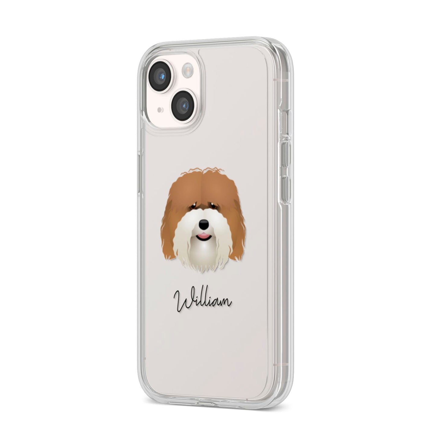 Coton De Tulear Personalised iPhone 14 Clear Tough Case Starlight Angled Image