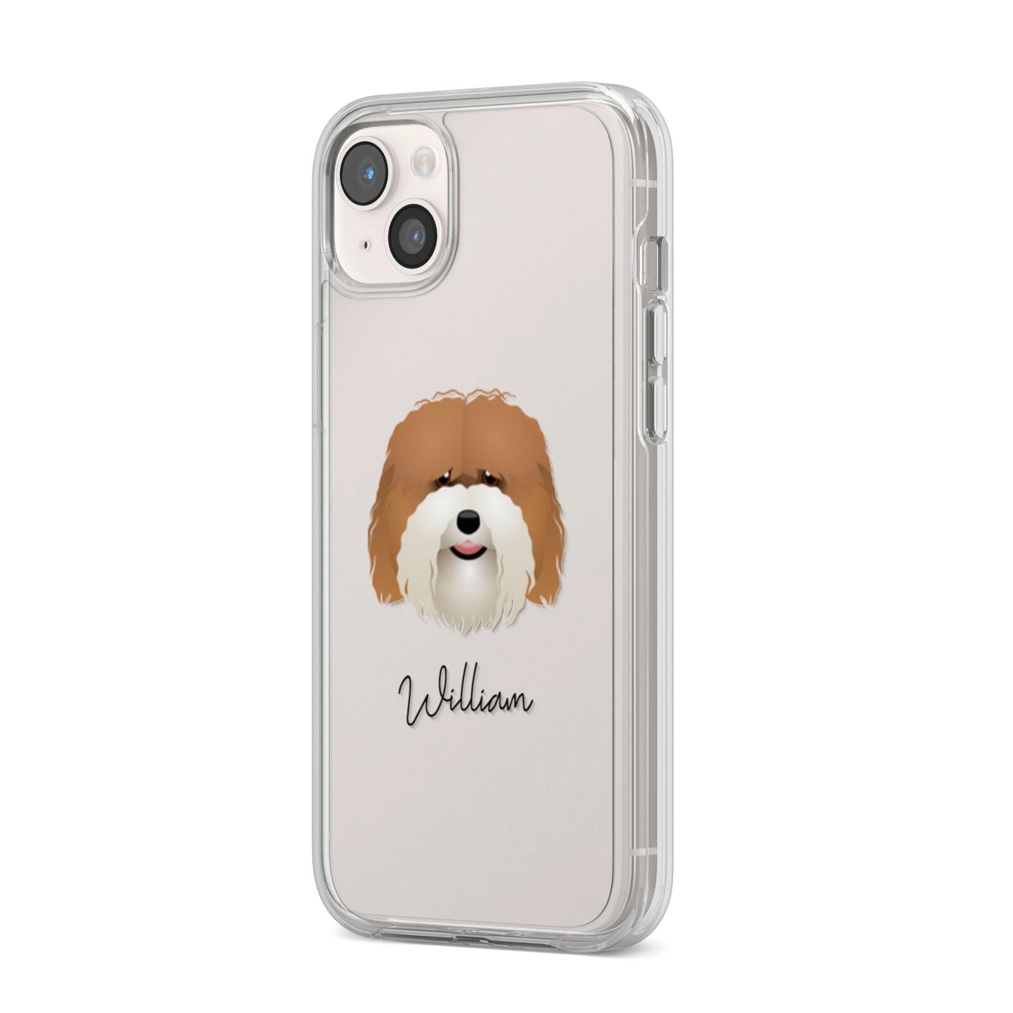 Coton De Tulear Personalised iPhone 14 Plus Clear Tough Case Starlight Angled Image