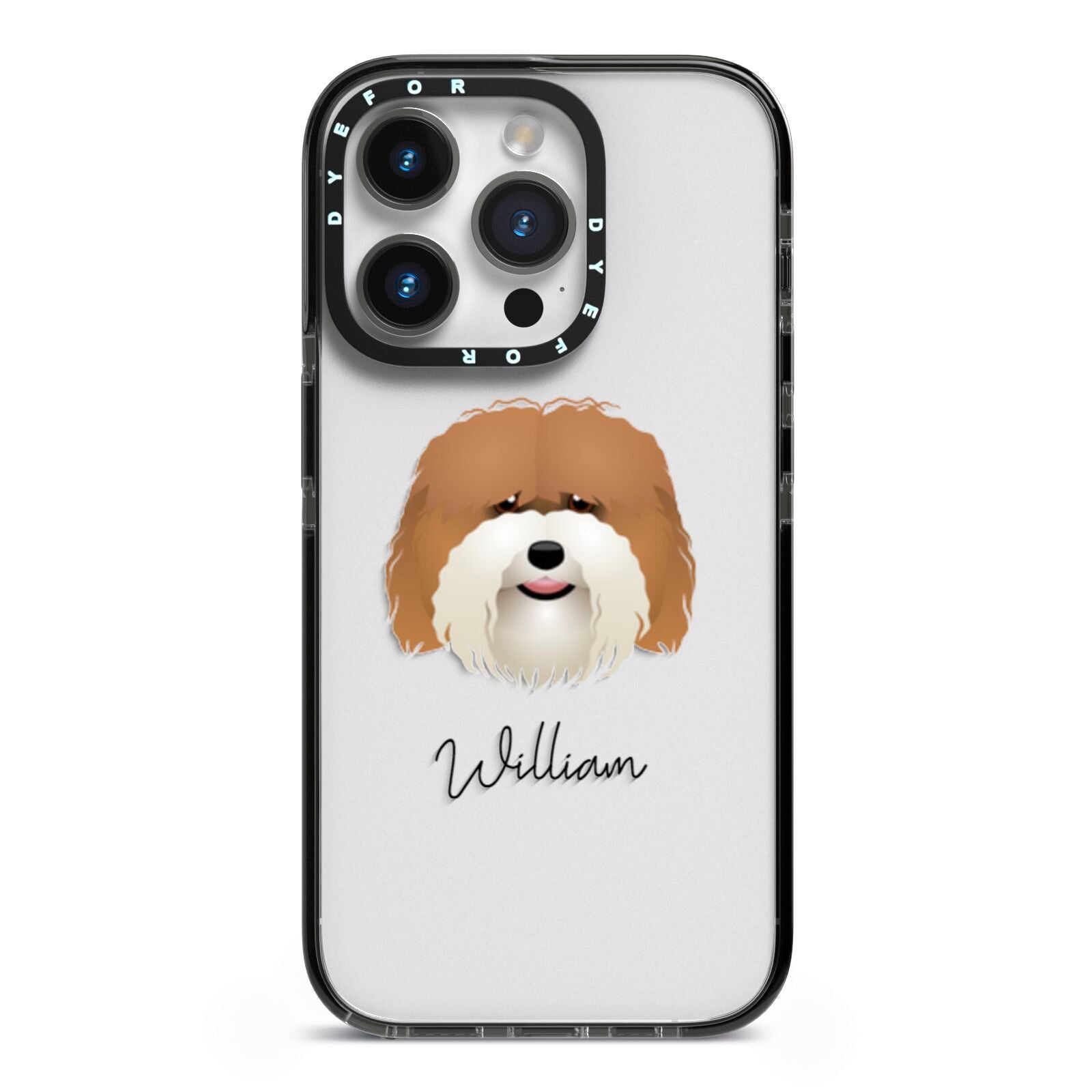 Coton De Tulear Personalised iPhone 14 Pro Black Impact Case on Silver phone
