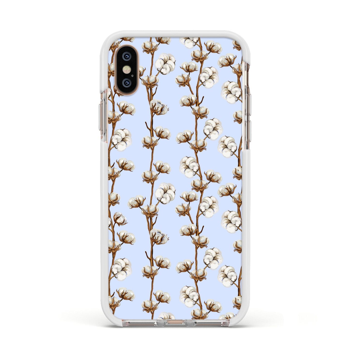 Cotton Branch Apple iPhone Xs Impact Case White Edge on Gold Phone