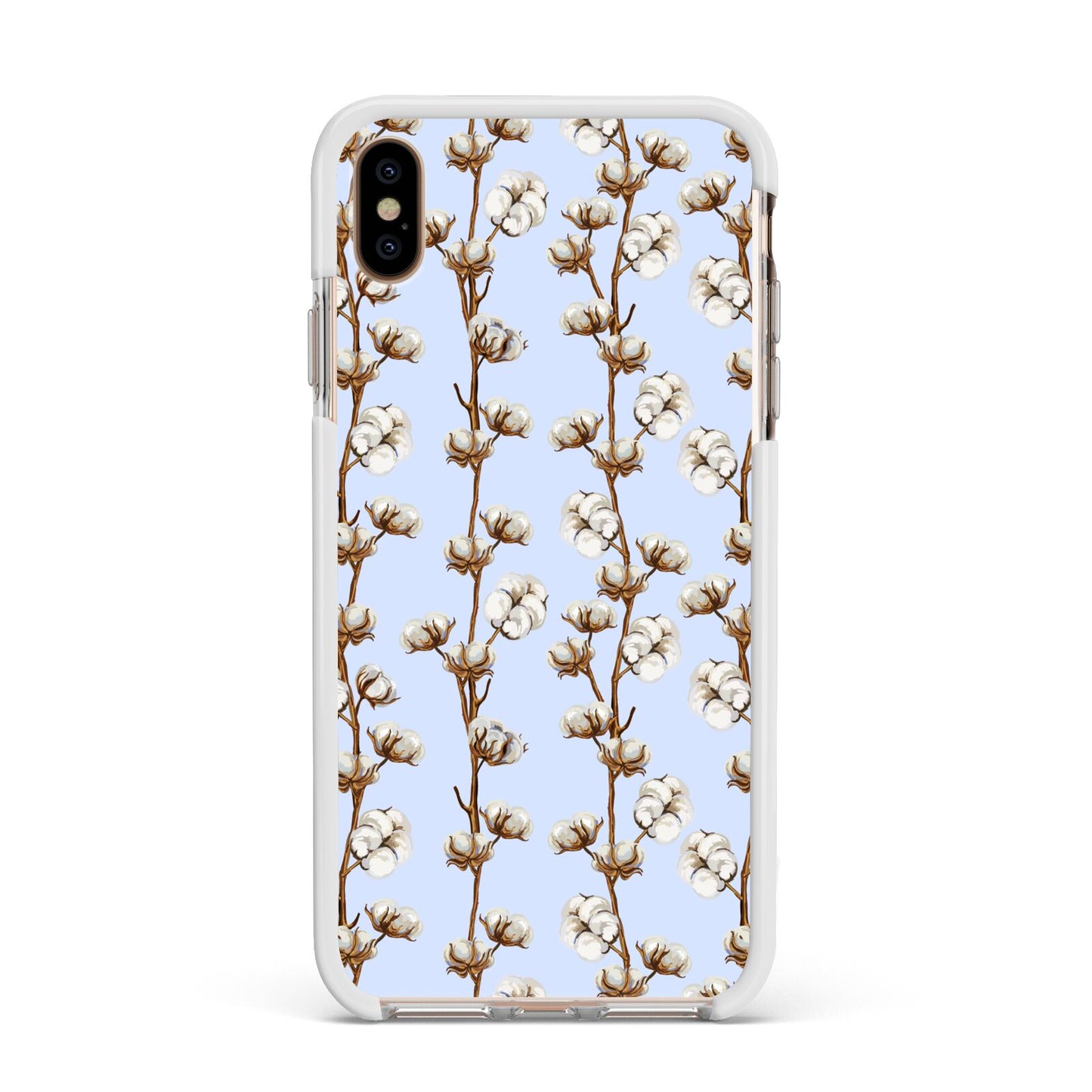 Cotton Branch Apple iPhone Xs Max Impact Case White Edge on Gold Phone